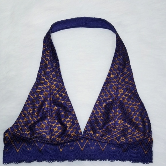 Free People Sinking Ships Lace Halter Bra Purple S - Picture 2 of 6